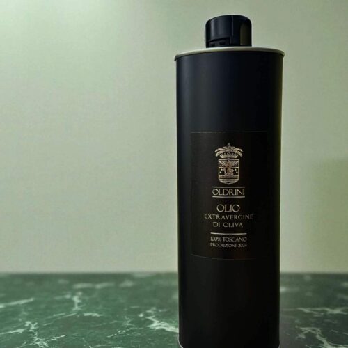 Lattina cilindrica nera olio EVO biologico Tenuta Oldrini